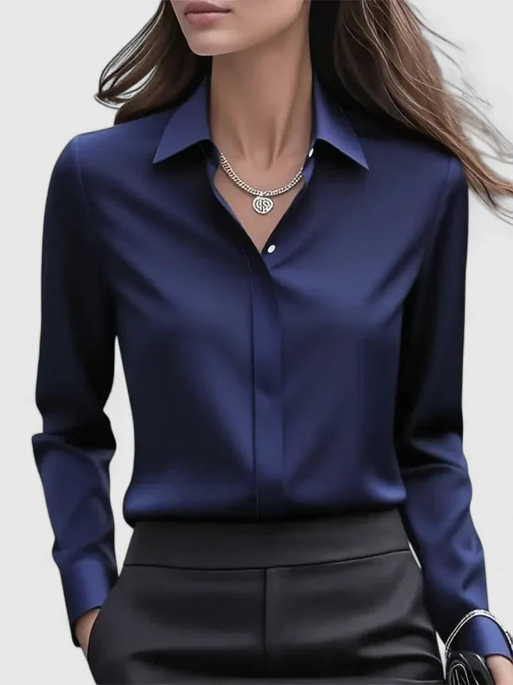 Women's Blouse | Satin Finish Button Through Shirt