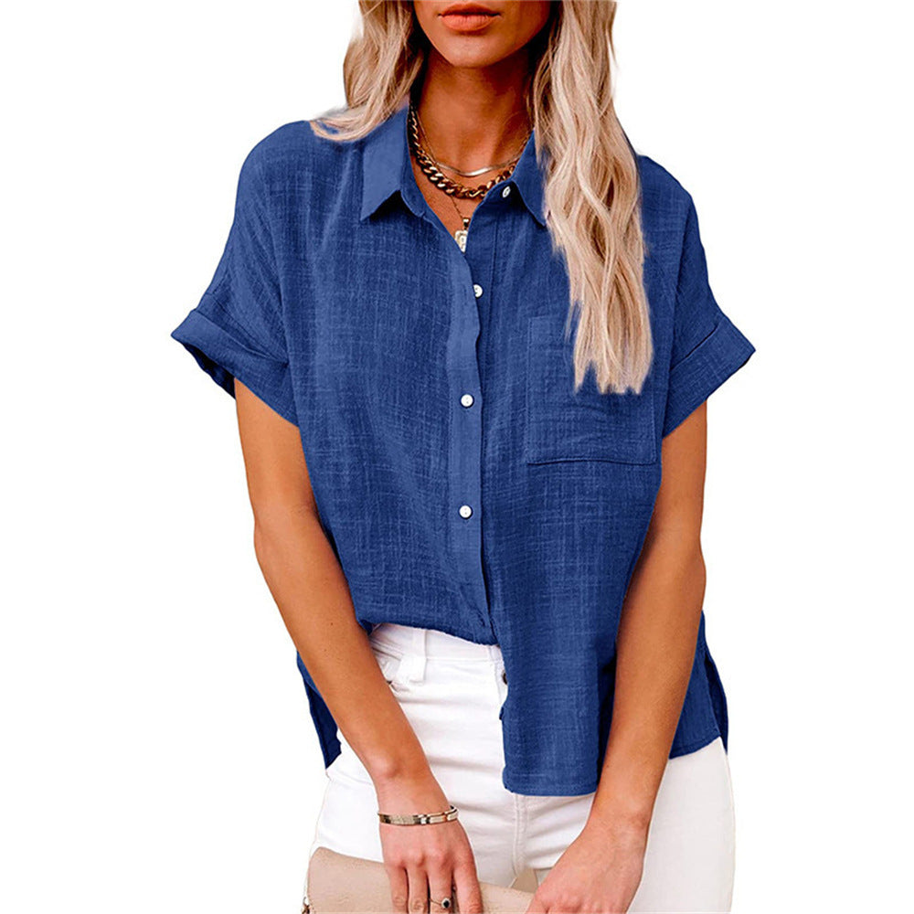Women's Blouse | Short Sleeve Button-Down with Chest Pocket