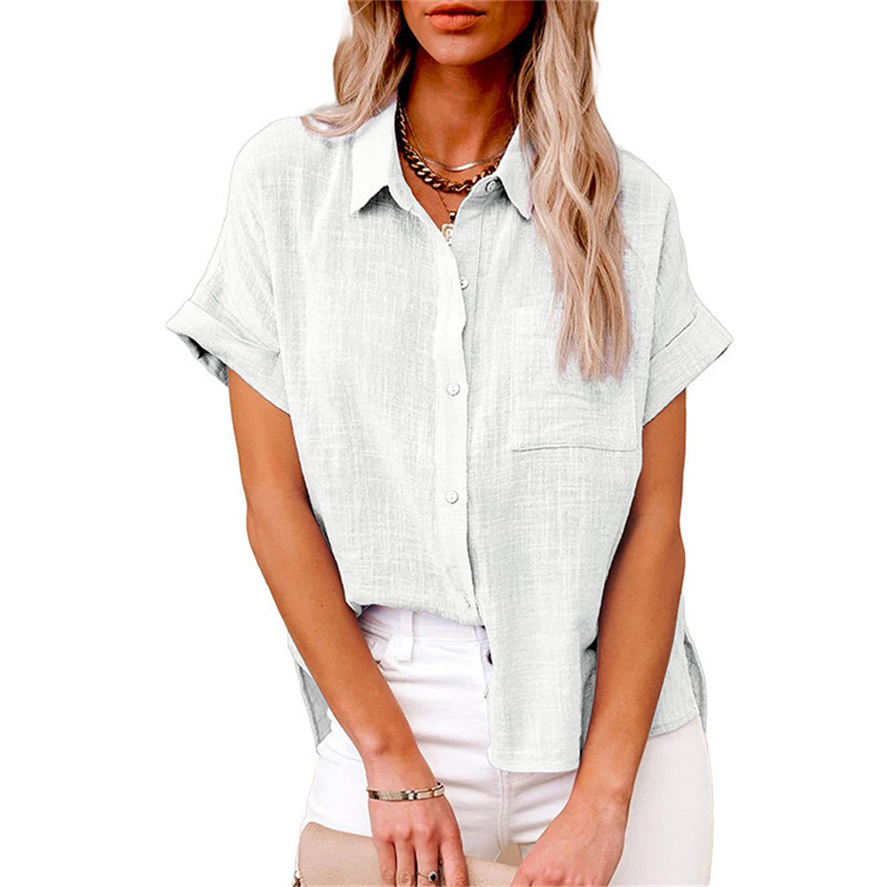 Women's Blouse | Short Sleeve Button-Down with Chest Pocket