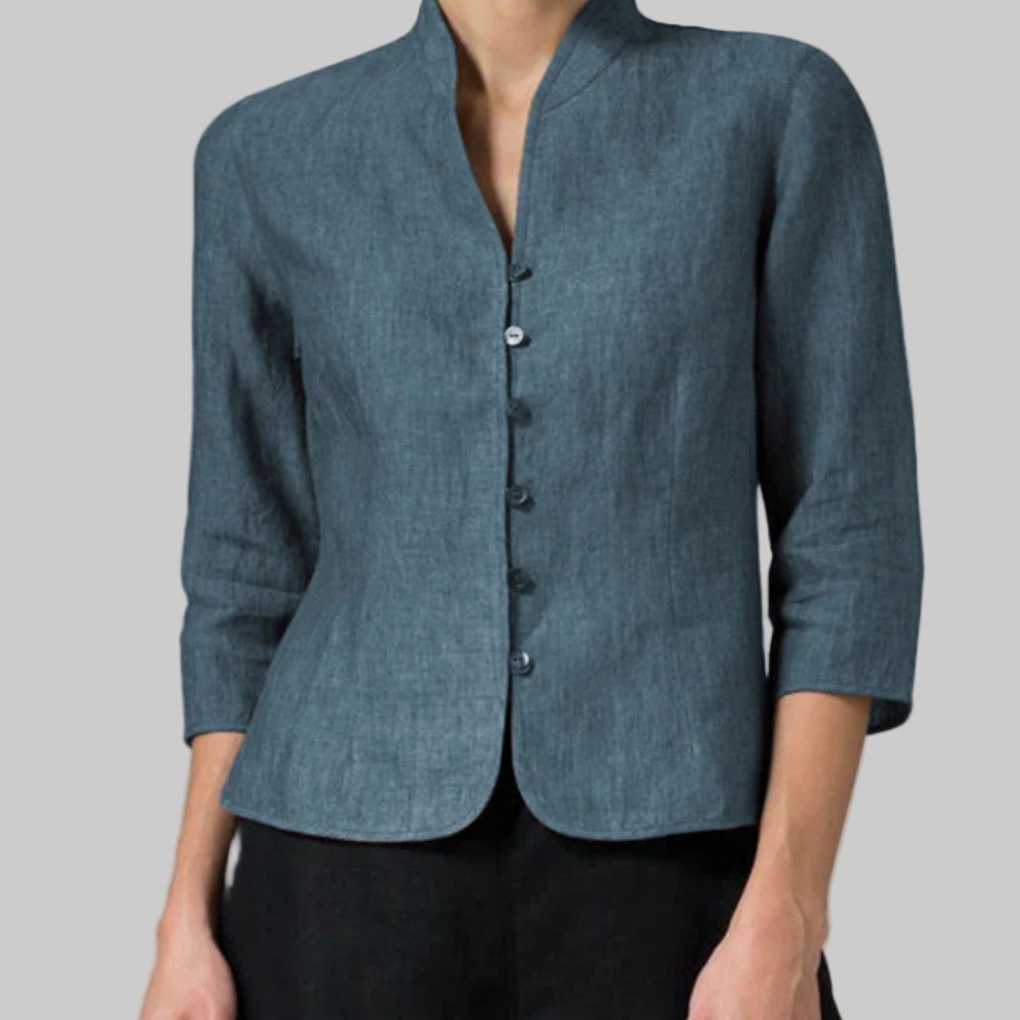 Women's Blouse | Stand Collar Button-Up