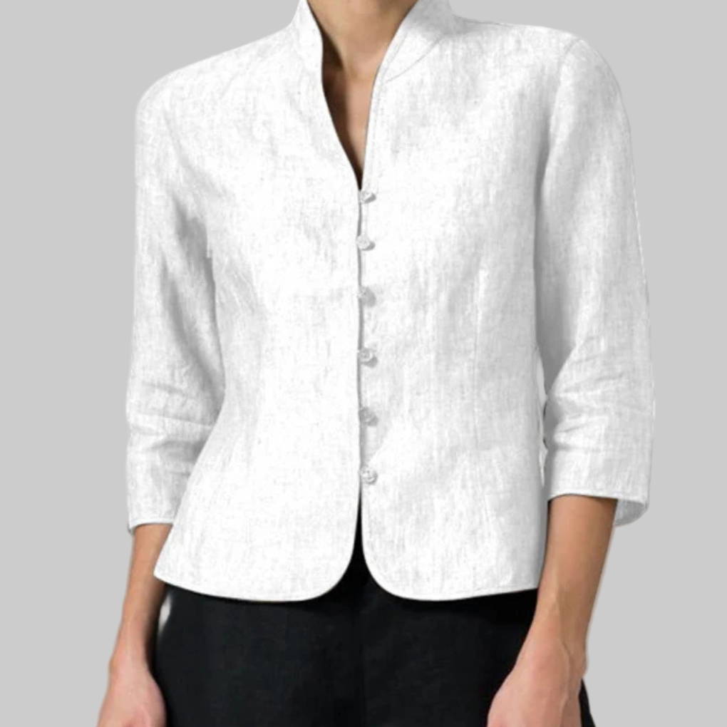 Women's Blouse | Stand Collar Button-Up