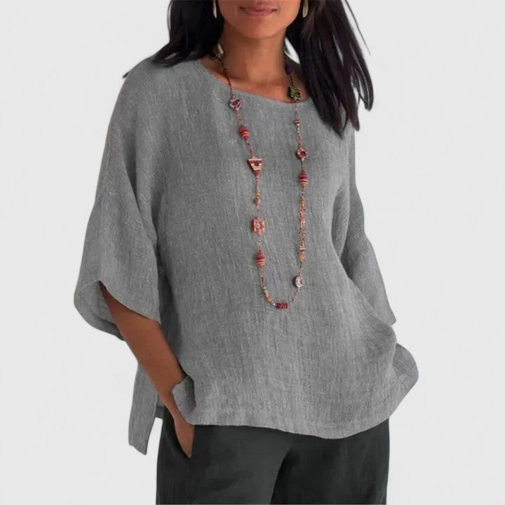 Women's Blouse | Textured Round Neck Oversized Top