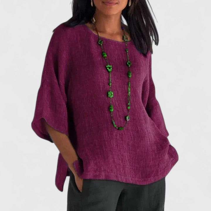 Women's Blouse | Textured Round Neck Oversized Top