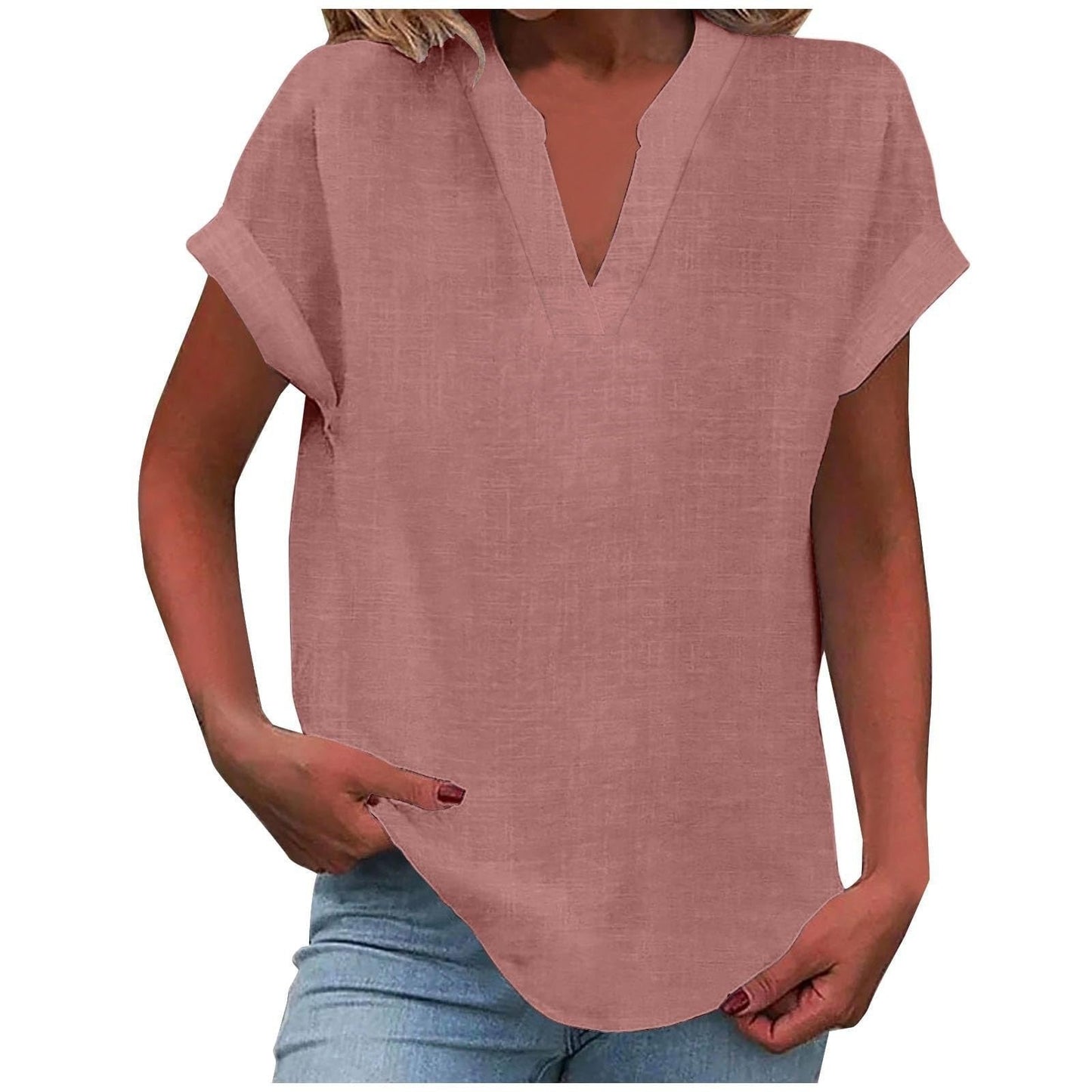 Women's Blouse | V-Neck Cuffed Sleeve