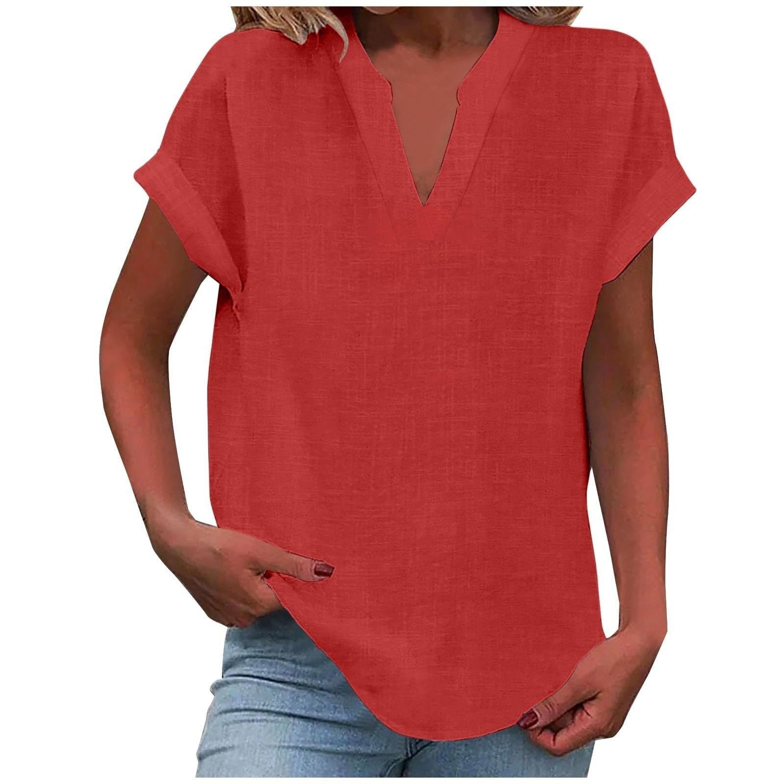 Women's Blouse | V-Neck Cuffed Sleeve