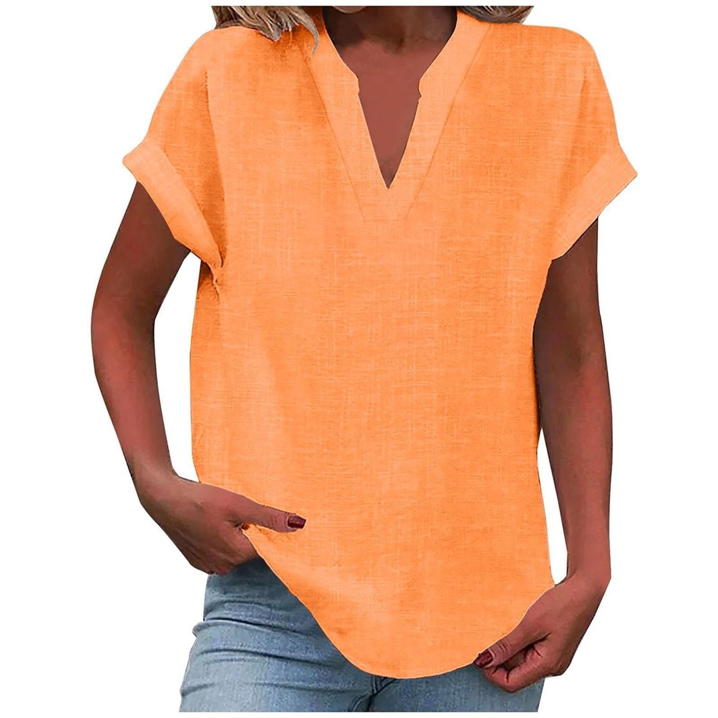 Women's Blouse | V-Neck Cuffed Sleeve