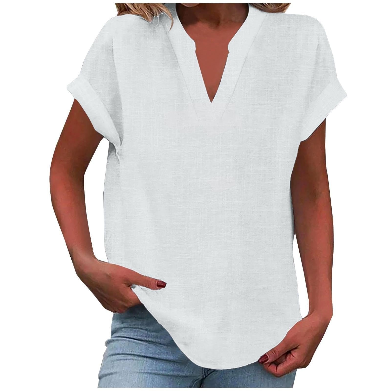Women's Blouse | V-Neck Cuffed Sleeve