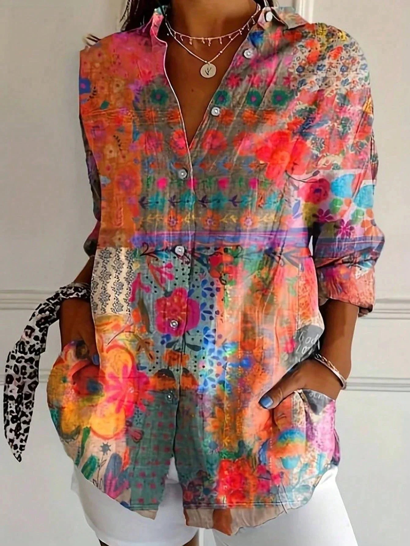 Women's Blouse | Vibrant Print Button-Down