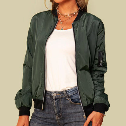 Women's Bomber Jacket | Zip-Up & Ribbed Trims 5