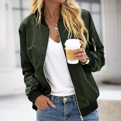 Women's Bomber Jacket | Zip-Up & Ribbed Trims 1
