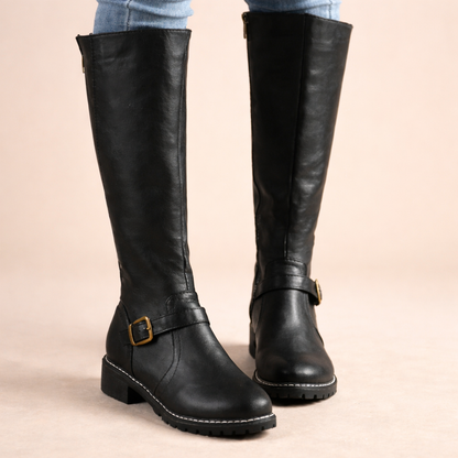 Women's Boots | Knee-High Leather, Buckle Strap Detail