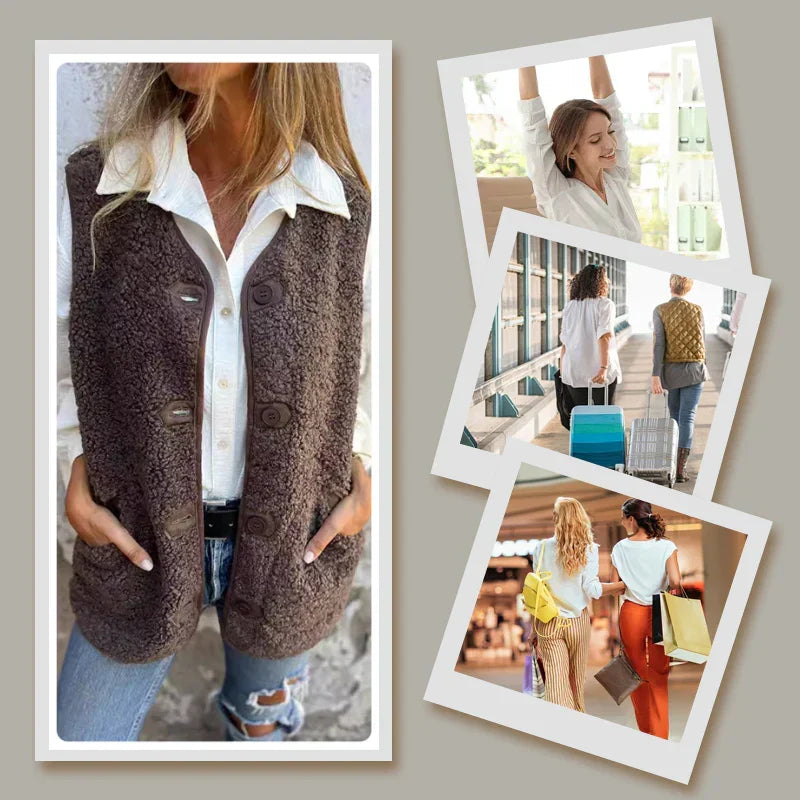 Women's Buttoned Cardigan Vest | Warm & Sleeveless Design 2