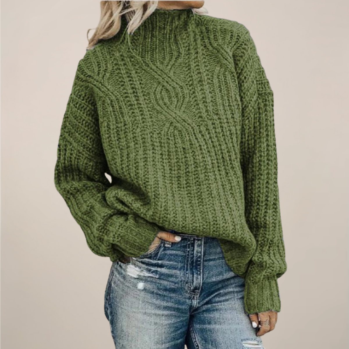 Chic Black Mock Neck Cable Knit Sweater for Any Occasion