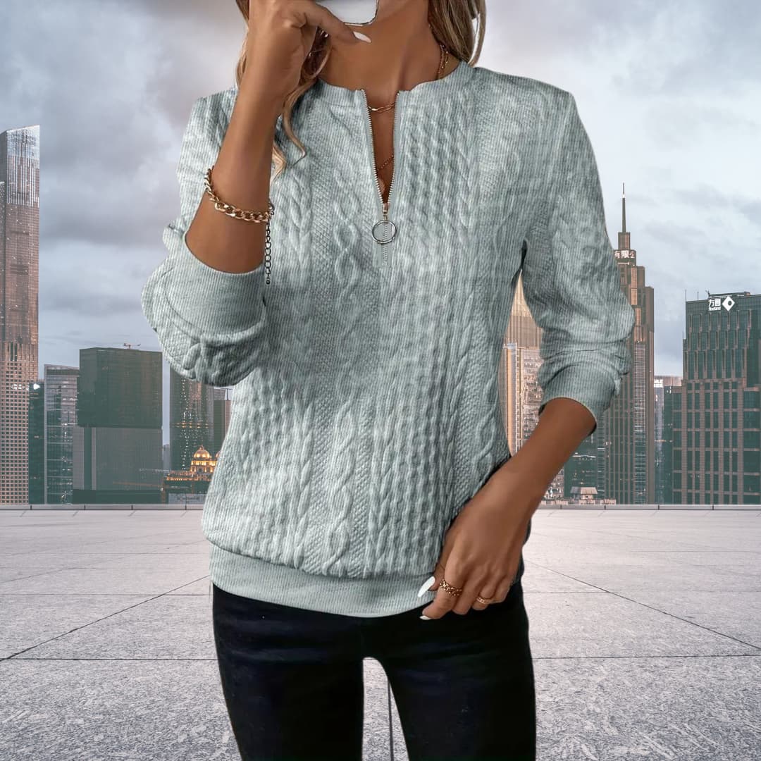 Women's Cable Knit Zip Up Sweater | Cosy & Versatile