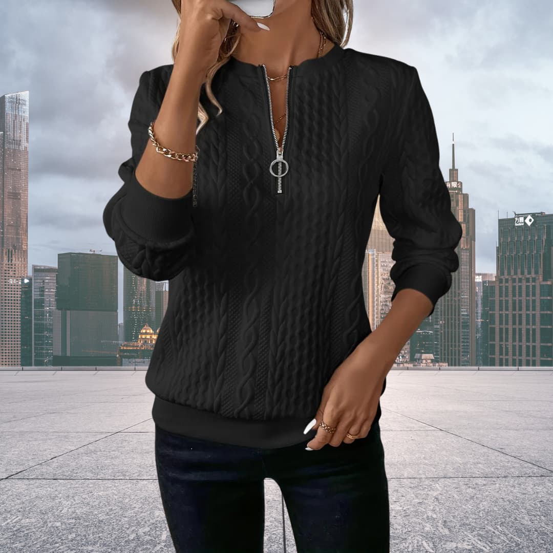 Women's Cable Knit Zip Up Sweater | Cosy & Versatile