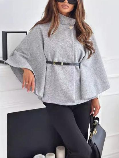 Women's Cape Coat | Batwing Sleeves, Belted Waist