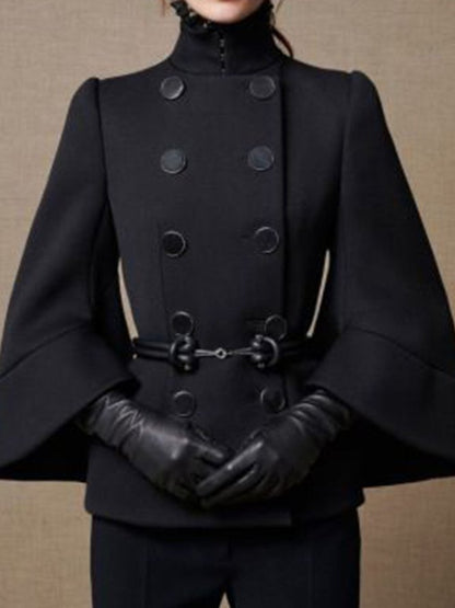 Women's Cape Coat | High Neck & Flared Hem