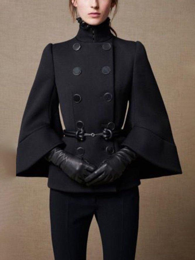 Women's Cape Coat | High Neck & Flared Hem