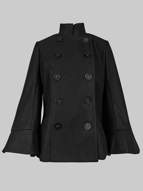 Women's Cape Coat | High Neck & Flared Hem
