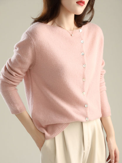 Women's Cardigan | Asymmetric Button Placket, Full Front