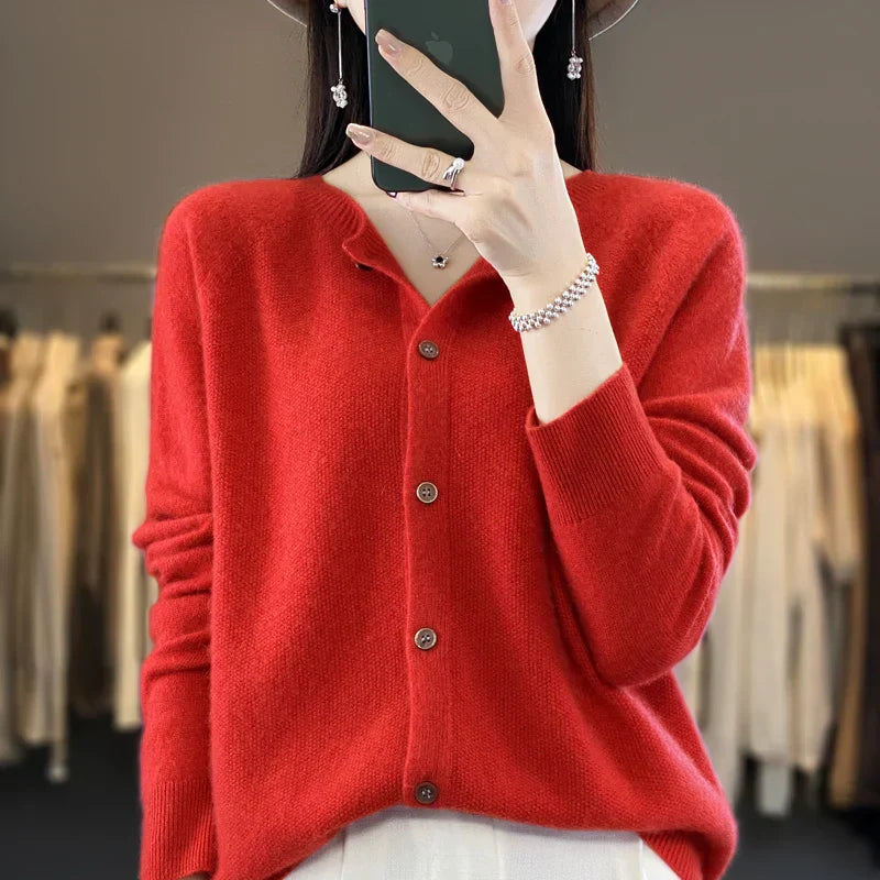 Women's Cardigan | Button-Front, Ribbed Trim Knit
