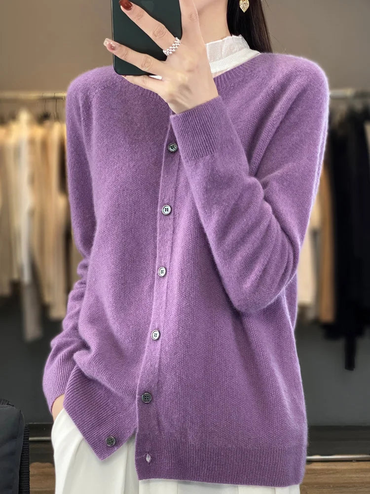 Women's Cardigan | Button-Front, Ribbed Trim Knit
