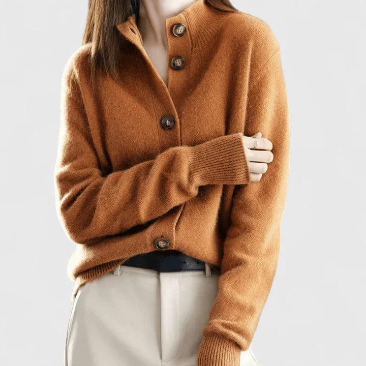 Women's Cardigan | Collared Neck, Three-Button Front