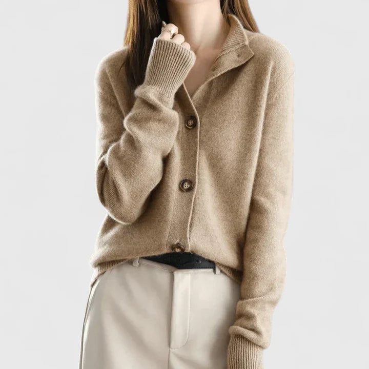 Women's Cardigan | Collared Neck, Three-Button Front