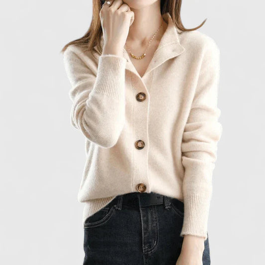 Women's Cardigan | Collared Neck, Three-Button Front
