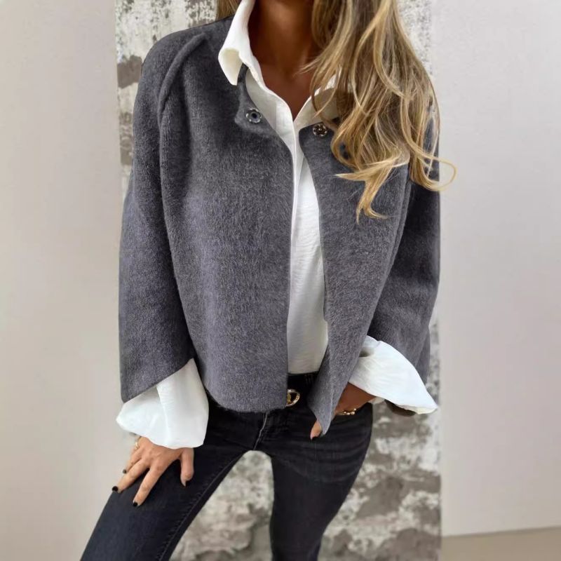 Women's Cardigan | Cropped Boxy Cut, Round Neckline