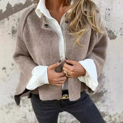 Women's Cardigan | Cropped Boxy Cut, Round Neckline