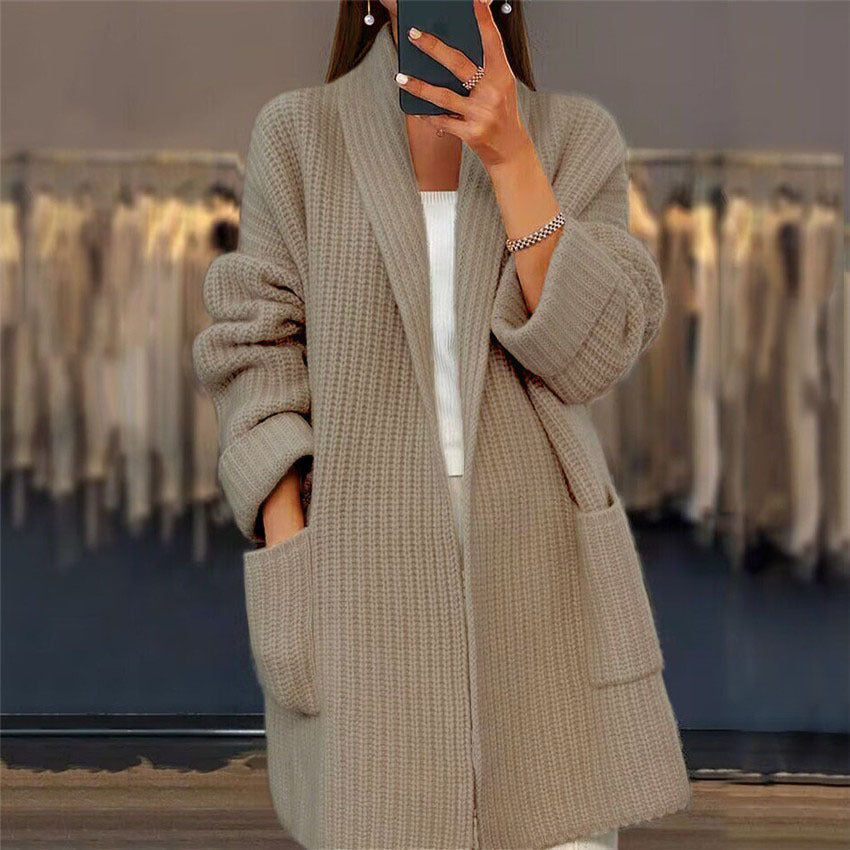 Women's Cardigan | Open Front, Longline Patch Pockets