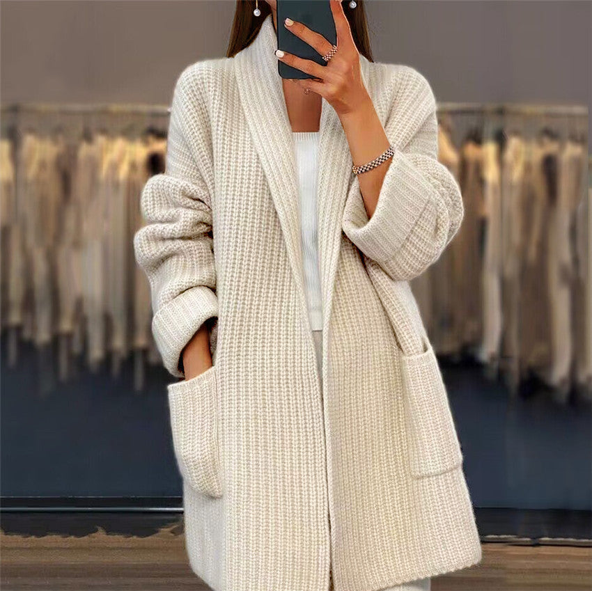 Women's Cardigan | Open Front, Longline Patch Pockets