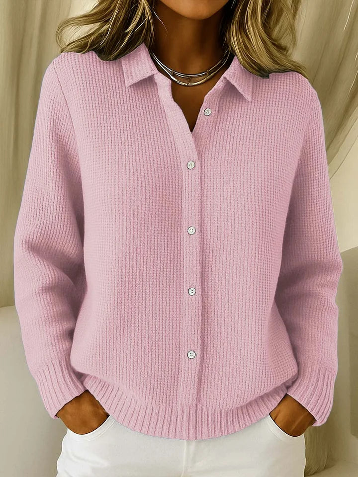 Women's Cardigan | Pointed Collar, Full Button Front