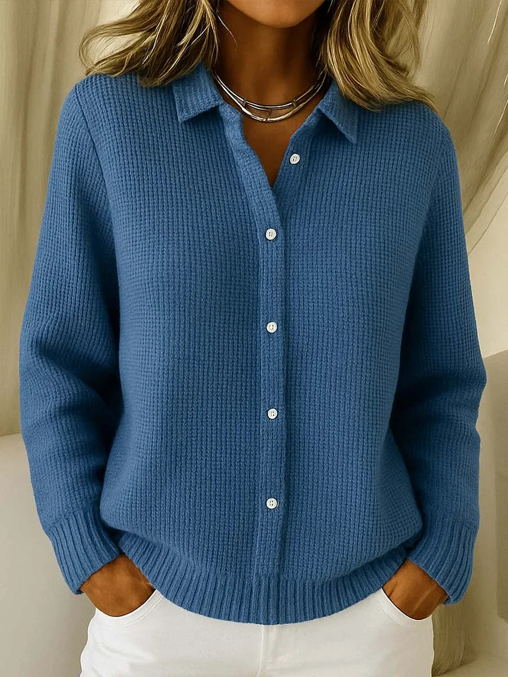 Women's Cardigan | Pointed Collar, Full Button Front