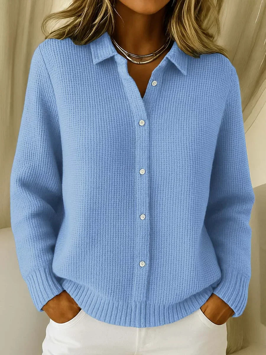 Women's Cardigan | Pointed Collar, Full Button Front
