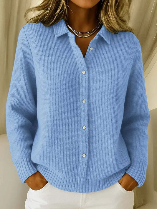 Women's Cardigan | Pointed Collar, Full Button Front