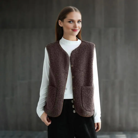 Women's Cardigan Vest | Button Front, Patch Pockets