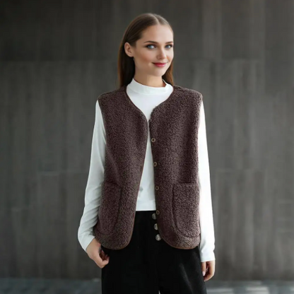 Women's Cardigan Vest | Button Front, Patch Pockets