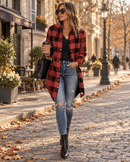 Women's Checked Overshirt | Relaxed Fit & Button-Up