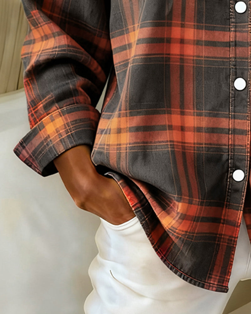 Women's Checked Shirt | Notched Collar Design 6