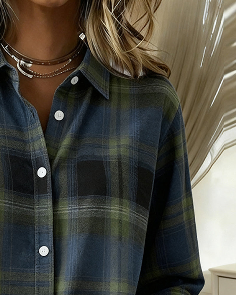 Women's Checked Shirt | Notched Collar Design 8