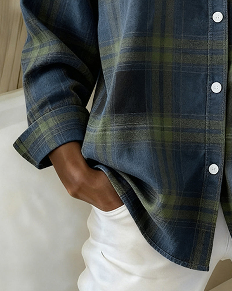 Women's Checked Shirt | Notched Collar Design 9
