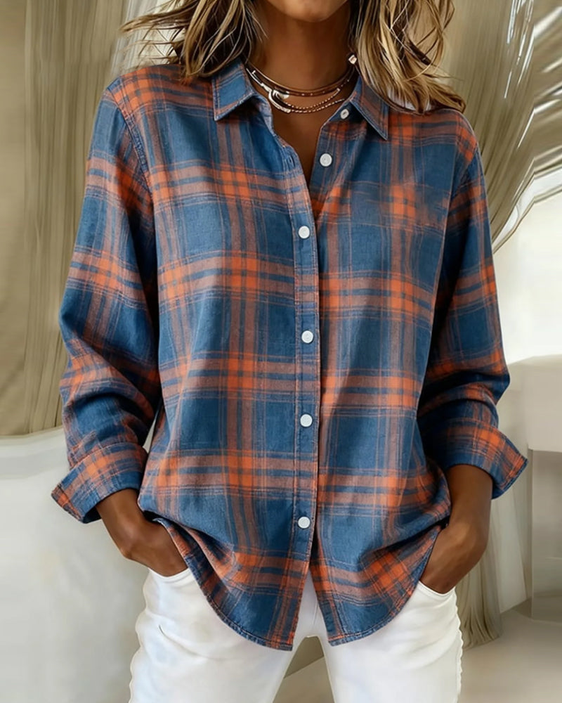 Women's Checked Shirt | Notched Collar Design 1