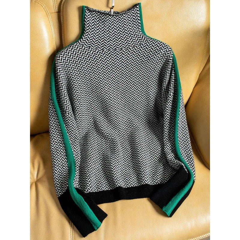 Women's Chevron Turtleneck Sweater | Cosy & Stylish