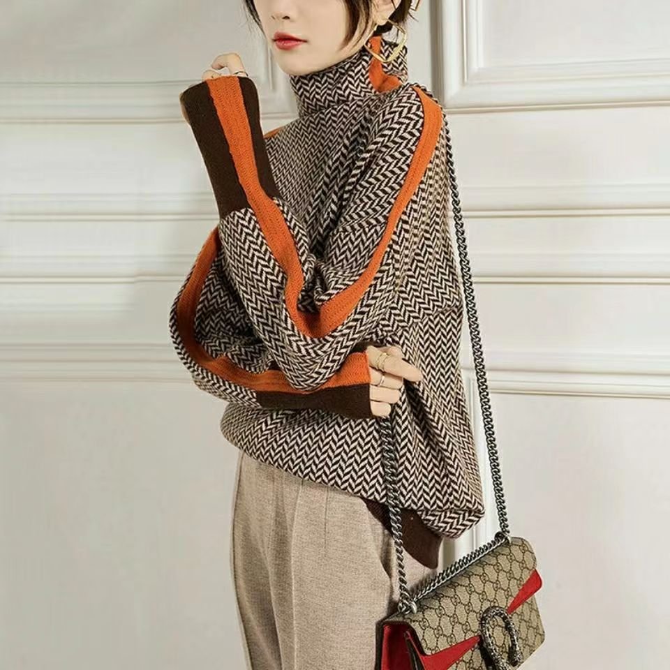 Women's Chevron Turtleneck Sweater | Cosy & Stylish