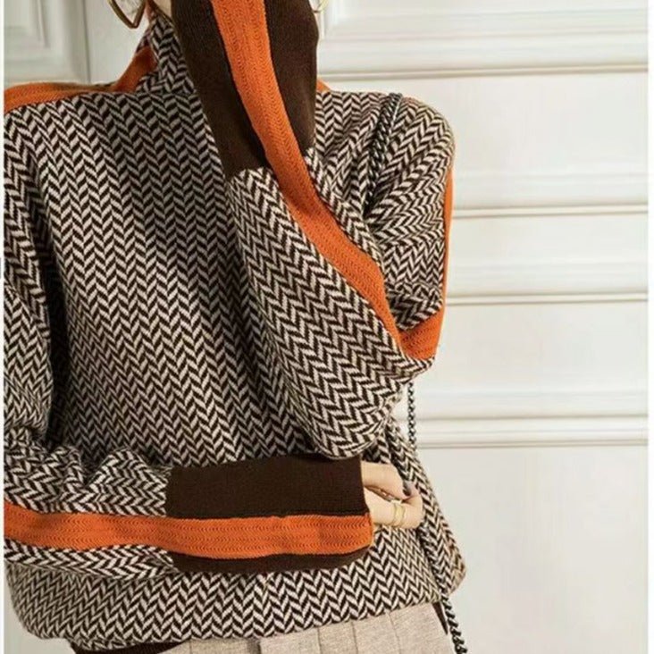 Women's Chevron Turtleneck Sweater | Cosy & Stylish