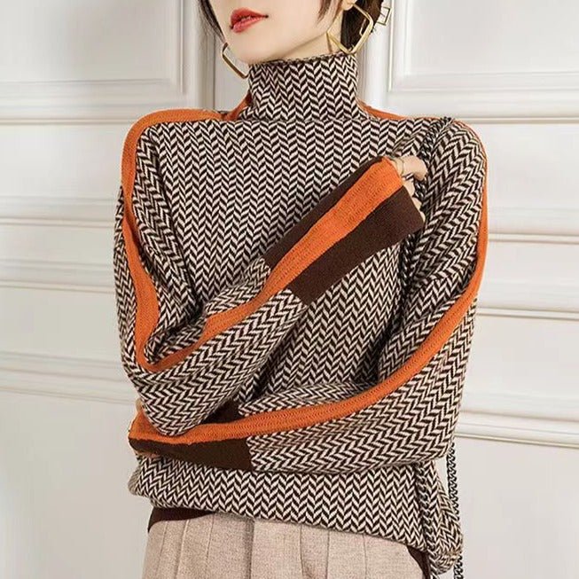 Women's Chevron Turtleneck Sweater | Cosy & Stylish