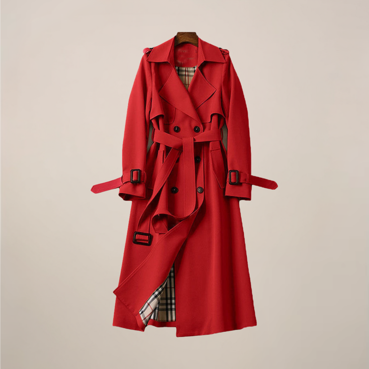 Women's Classic Belted Trench Coat – Stylish Double-Breasted Outerwear
