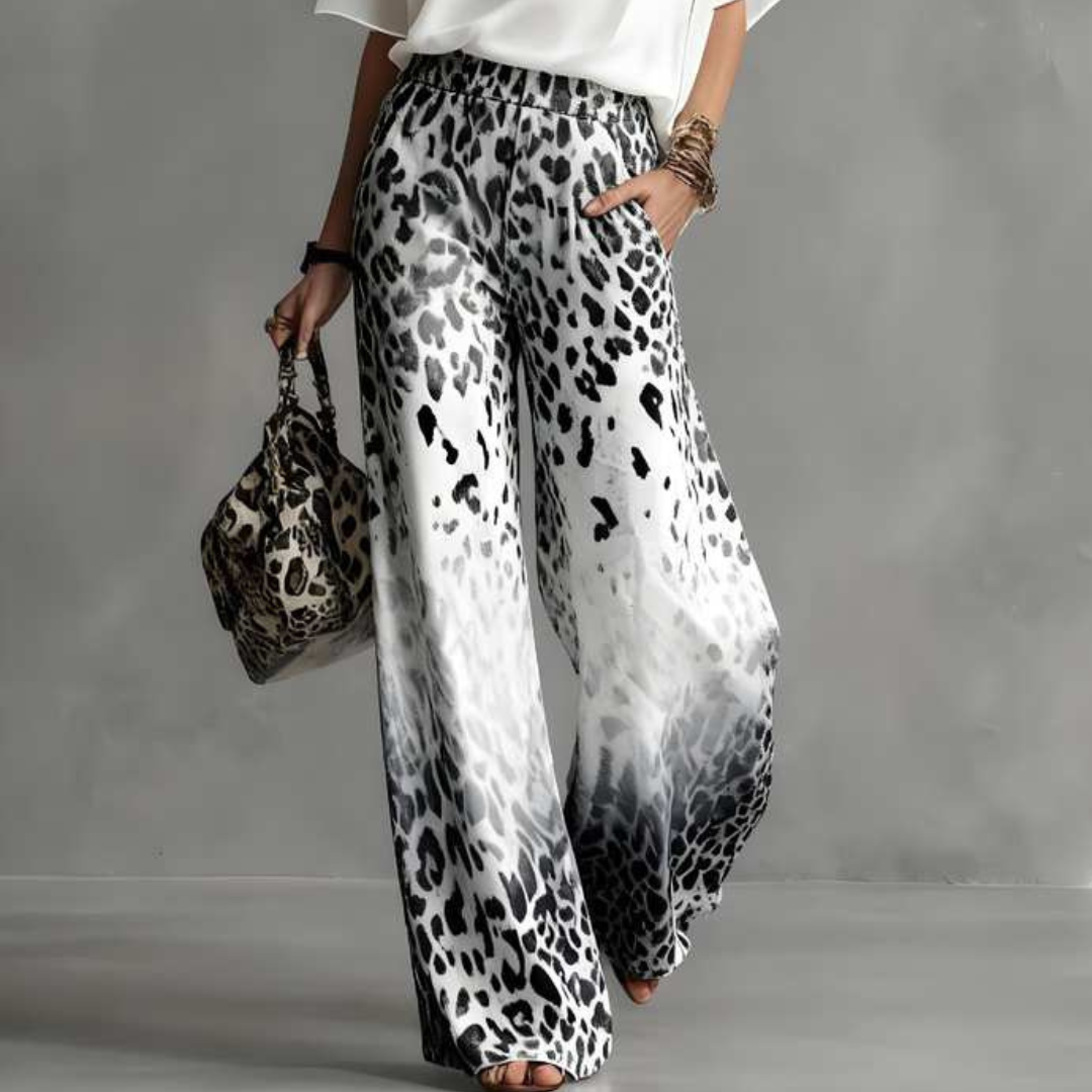 Women's Co-Ord Set | Batwing Blouse & Leopard Print Trousers